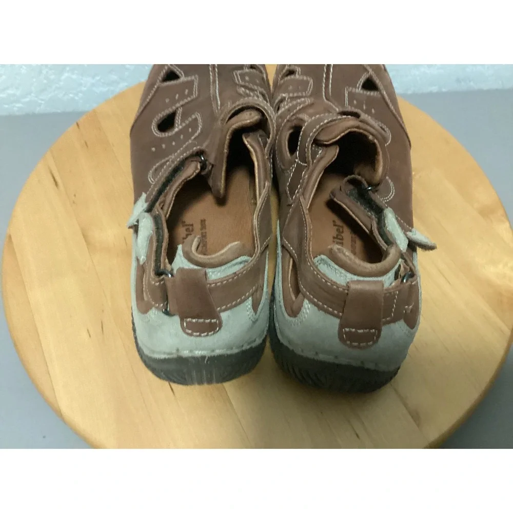JS Josef Seibel Leather Sandals Men 45 11.5-12 Brown Fisherman Hook Loop Comfort